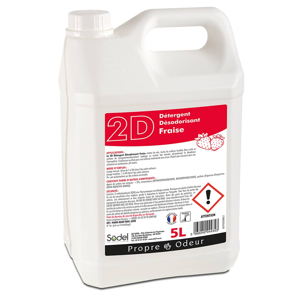Détergent désodorisant neutre sols Fraise — 2D 5L