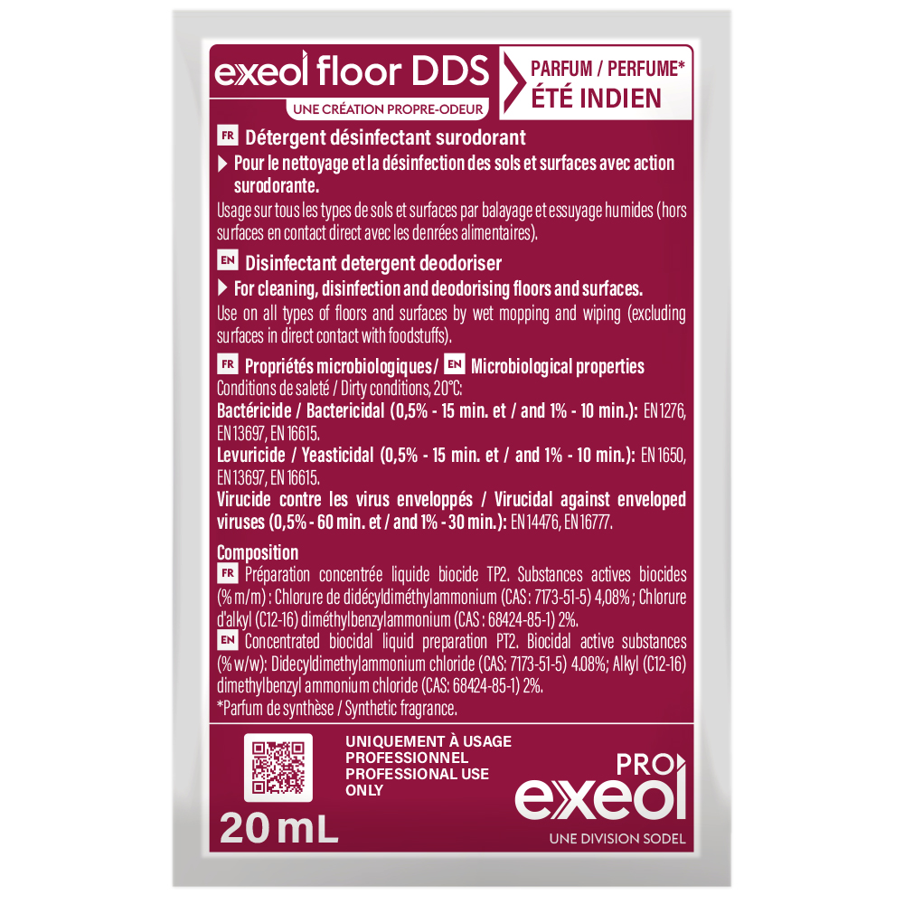 Détergent désinfectant surodorant Été indien — Carton 250 dosettes 20 mL