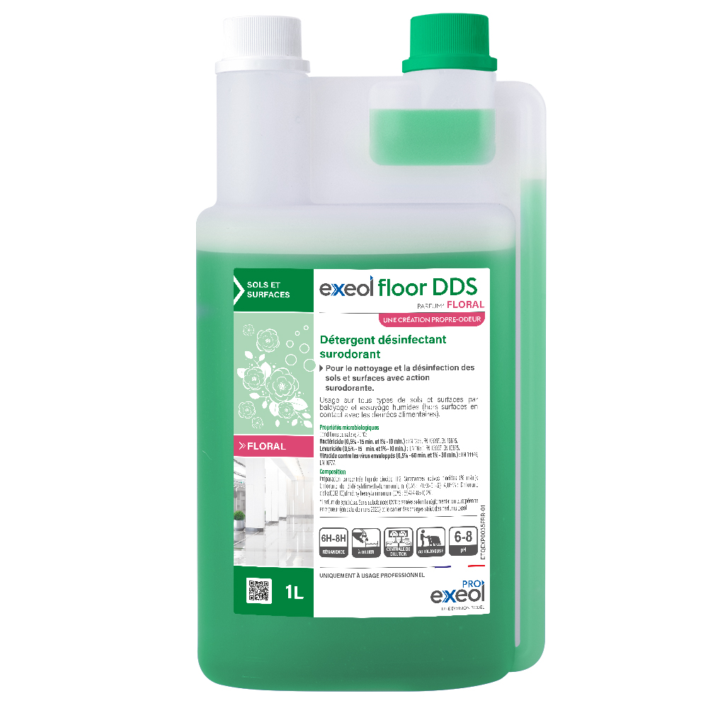 Détergent désinfectant surodorant sols Floral — DDS Exeol Floor 1L