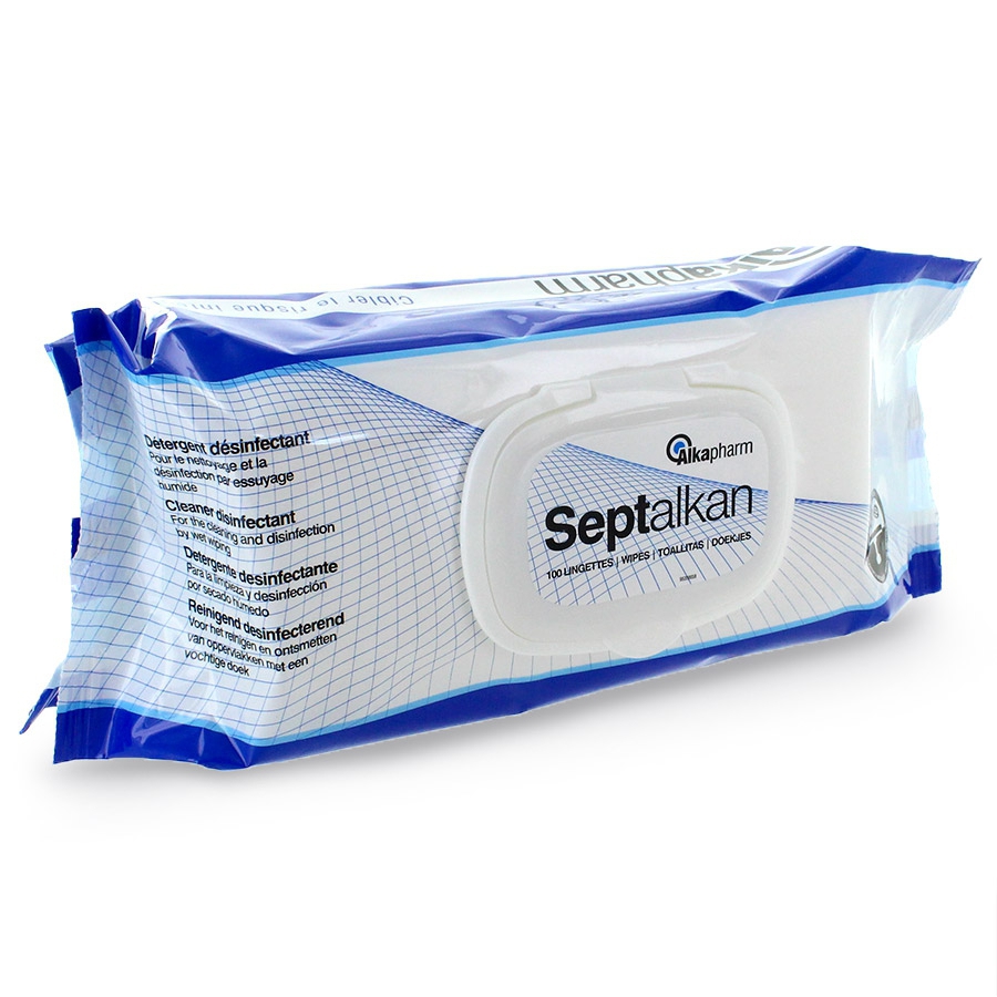 Lingettes nettoyantes & désinfectantes sans alcool — Septalkan paquet de 100