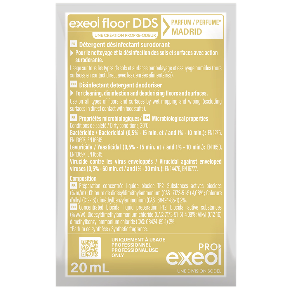 Détergent désinfectant surodorant Madrid — Carton 250 dosettes 20 mL