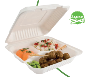 LUNCHBOX BAGASSE 3 COMPARTIMENTS /50 (PCB4)