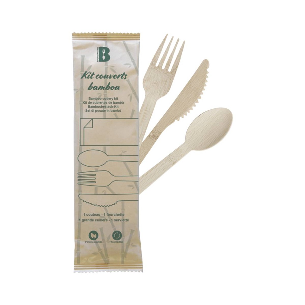 KIT COUVERT 4/1 bambou (cout+fourch+cuil soupe+serv) /500 (PCB1)