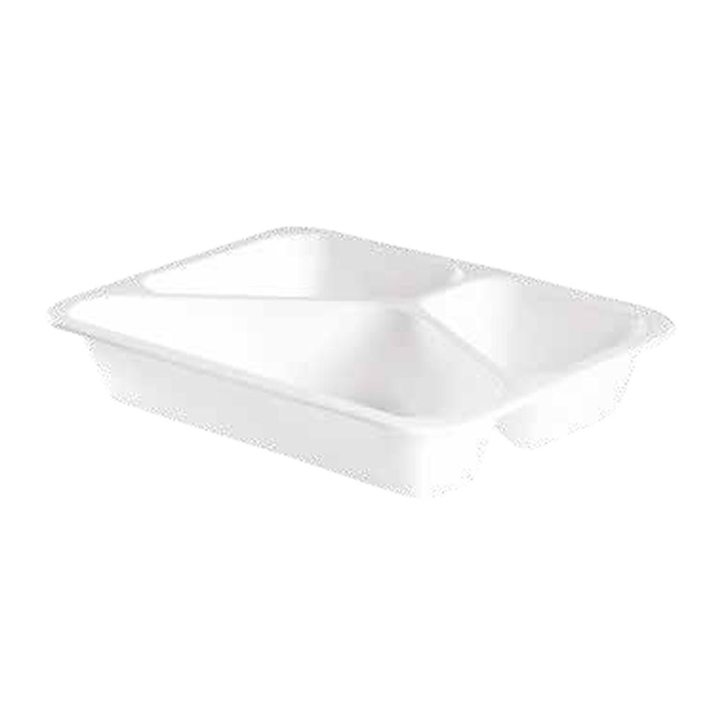 Plat PP 3 compartiments blanc hauteur 40 carton 360  (PCB1)