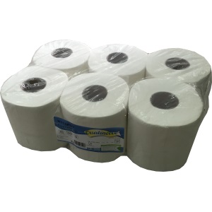 Bobine essuie-mains pure ouate blanche 450 formats — lot de 6