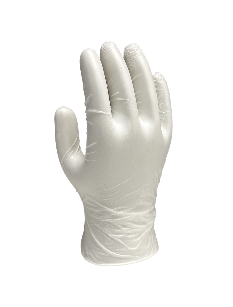 Gant vinyle transparent poudré taille M — boîte de 100