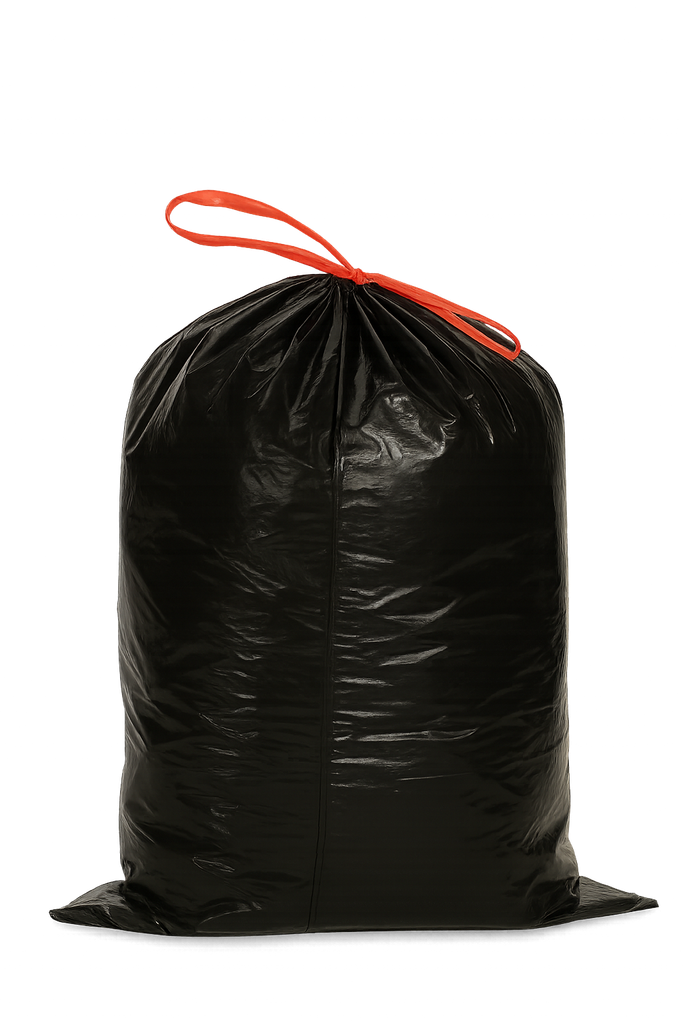 Sac poubelle noir 30 L 30 µm à lien coulissant — carton de 100