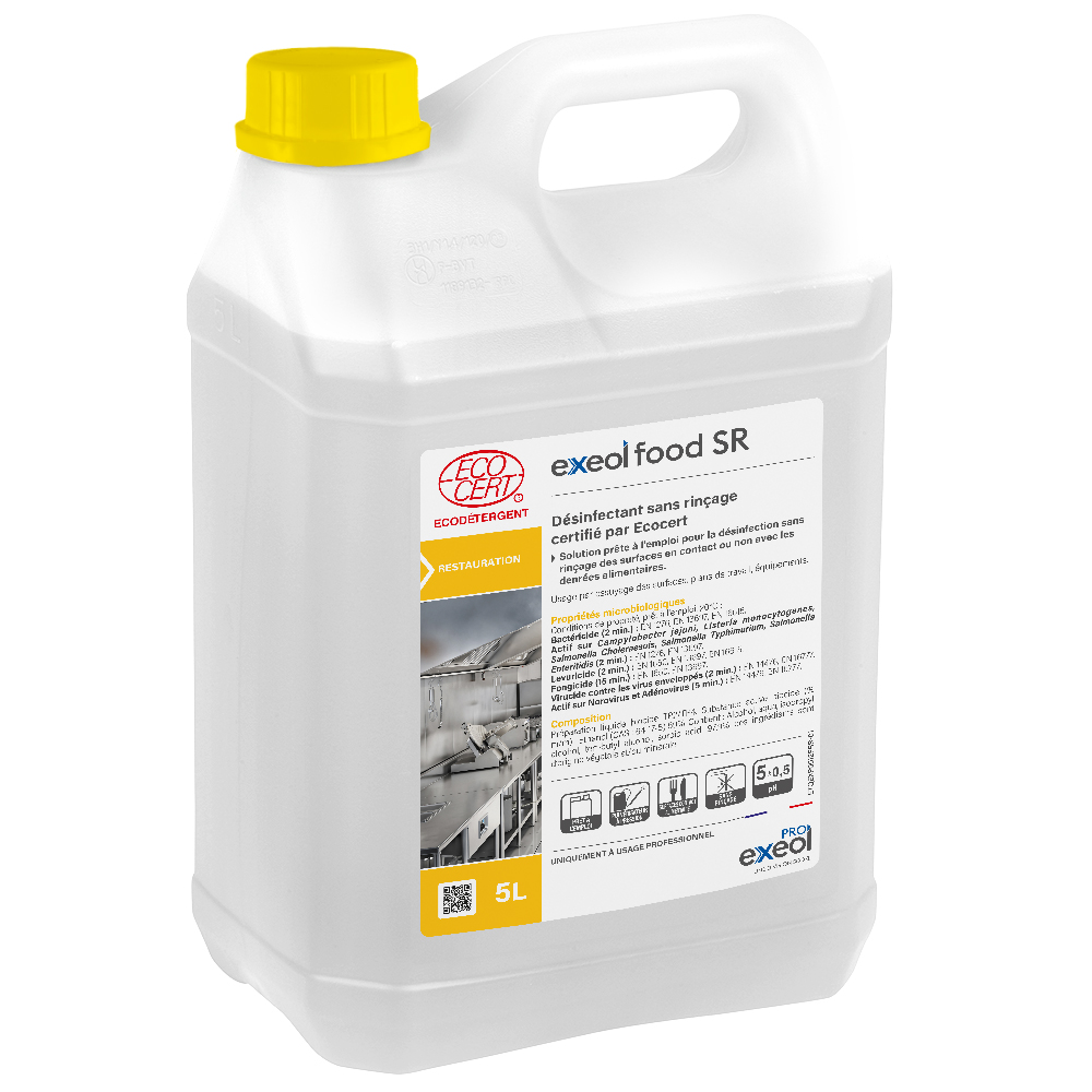 Désinfectant alimentaire sans rinçage écocert — Exeol Food SR 5L