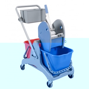 Chariot de lavage 2 seaux 15 L avec presse à mâchoires poignée latérale — Duo Tristar 30