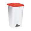 POUBELLE A PEDALE - 100L - UTILO - BLANC / ROUGE