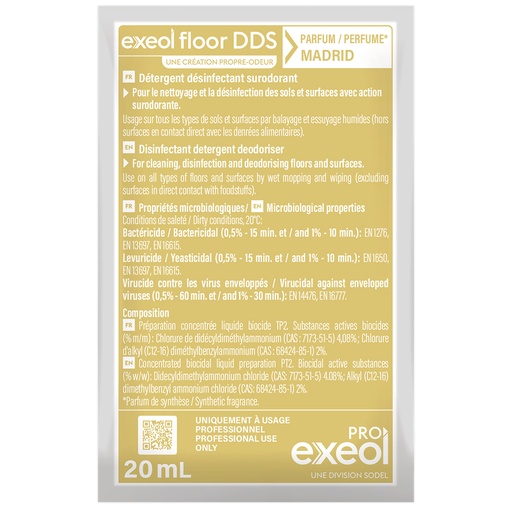 [DE0217] Détergent désinfectant surodorant Madrid — Carton 250 dosettes 20 mL