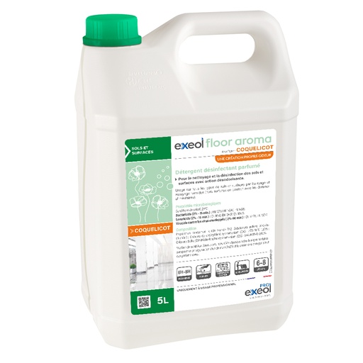 [DE0260] Détergent désinfectant parfumé sols Coquelicot — DDP Exeol Floor Aroma 5L