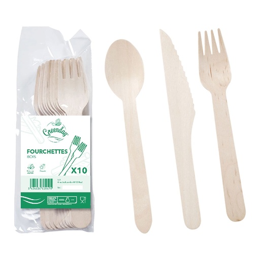 [EB0073] CUILLERES BOIS 16.5cm paquets de 10 (PCB50)