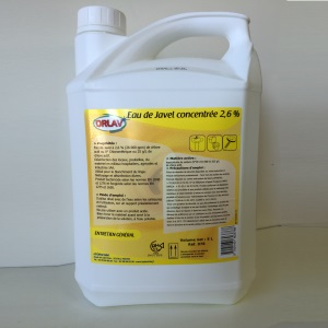 [EG0048] Javel concentrée 2,6% soit 8 dégrés Bidon de 5L (PCB4) Palette de 128