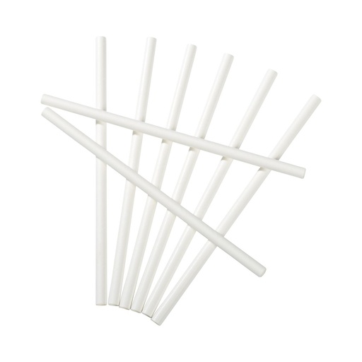 [EN0438] PAILLE CARTON BLANC 6X197mm EMBALEES /500 (PCB10)