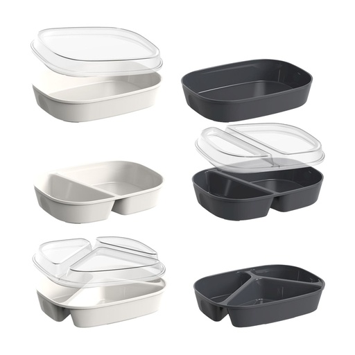 [EN0479] BARQUETTE REPAS REEMPL 2 COMP 330 + 660ML - GRIS (PCB48)