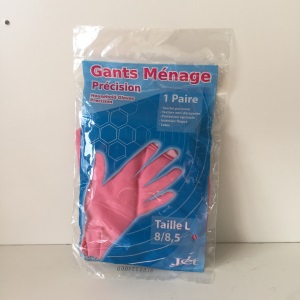 [HY0059] Gant de ménage latex rose réutilisable taille L