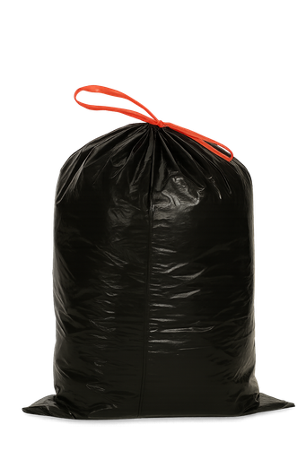 [HY0167] Sac poubelle noir 30 L 30 µm à lien coulissant — carton de 100