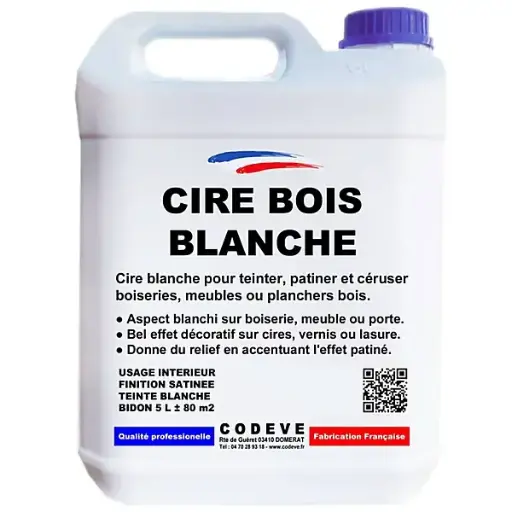 [EG0056] Cire bois blanche effet patiné boiseries et meubles — 5 L